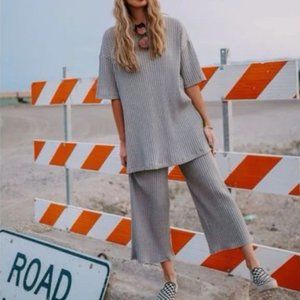 Dressed in Lala Gray Lex Ribbed Playsuit - Heather Grey